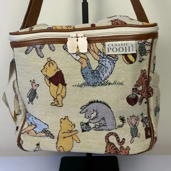 Disney Classic Pooh Tapestry Diaper Bag Bottle Holder Baby Utility Carryall NWT - Picture 3 of 15